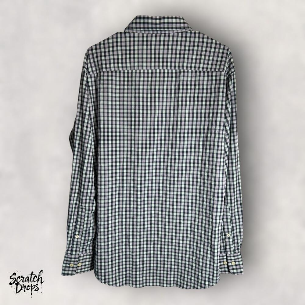 Peter Milan Men's Polo Shirt Long Sleeve Button Down Checkered Casual Top M M02 - Picture 3 of 3